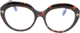 Tom Ford Eyewear Occhiali tondi con logo - Marrone