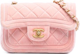Chanel Vooraf bezette Mini Gequilt Velours Dubbele Frame Klep