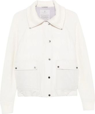 Brunello Cucinelli Knit-Insert Down Jacket - Dames - Jassen - Wit - Maat: L