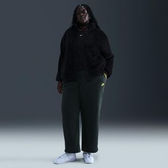 Nike Womens Nike Sportswear Club Fleece Mid-Rise Wide Leg Cozy Pants (Plus Size) in Green | HV2729-390