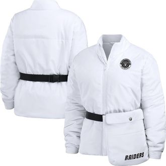 WEAR by Erin Andrews Womens WEAR by Erin Andrews White Las Vegas Raiders Packaway Full-Zip Puffer Jacket at Nordstrom, Size Xx-Large