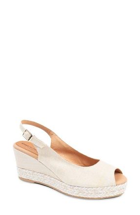 Patricia Green Piper Peep Toe Slingback Sandal in Cream Natural Metallic at Nordstrom, Size 10
