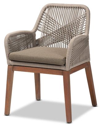 Baxton Studio Jennifer Woven Rope Mahogany Dining Arm Chair