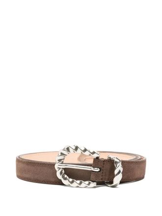 Paura Cris twisted buckle belt - men - Calf Suede - M - Brown