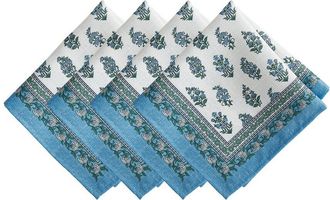 Elrene Set Of 4 Tropez Block Print Stain & Water-Resistant Indoor/Outdoor Napkins