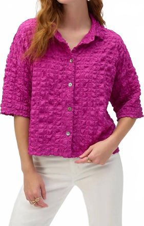 Joseph Ribkoff Bubble Jacquard Button-Down Blouse In Purple