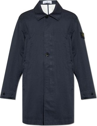 Stone Island Jassen, Heren, Blauw, S, Katoen, Jas met Logo