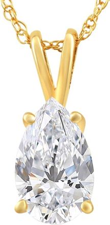 Pompeii3 Certified 1 - 4Ct Pear Shape Solitaire Pendant 14k Gold Womens 18 Necklace Lab Grown