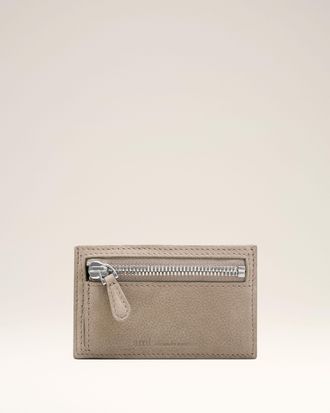 Ami Grey Cow Leather Carrousel Zipped Card Holder Grey - OS - Unisex