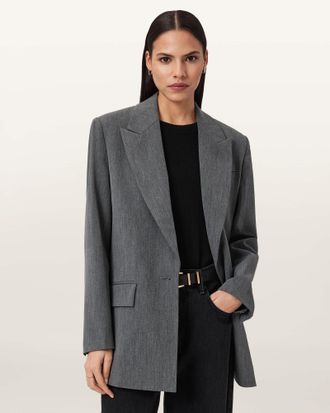 AllSaints Polyester/Wool Astra Tailored Blazer, Size: UK 14/US 10