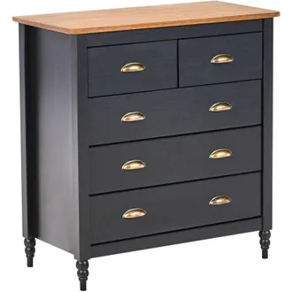 Beliani Cassettiera scandinava 5 cassetti piano in legno nero Shillington