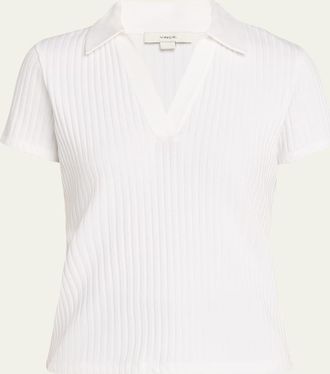 Vince Ribbed Cotton-Blend Polo Shirt
