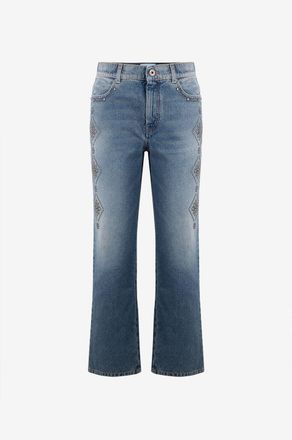 Max Mara Gerade ausgewaschene Jeans mit Nietenbesatz Gatti