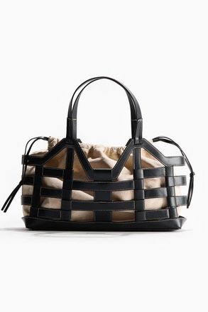 H&M Large drawstring-detail tote bag in Black/light Beige at Nordstrom