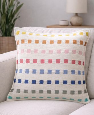 Vibhsa Playful Checks Handloom Woven Decorative Pillows, 20 x 20