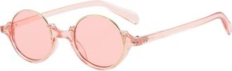 Generic Half Frame Round Sunglasses Trendy Men And Women UV400 Outdoor Driving Beach Vacation(Pink)