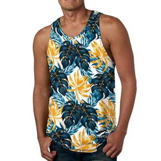 Generic Beach Vests Tank Tops for Men UK Casual Hawaiian Tropical Palm Tree Printed Sleeveless Muscle Tee Shirts Tops Workout Summer Vacation Blouses Tank Top