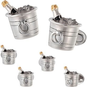 Jan Leslie Champagne Bottle on ice Sterling Cufflinks & Studs in Silver at Nordstrom