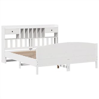 vidaXL Bookcase Bed without Mattress White 180x200 cm Super King Solid Wood Pine Vidaxl