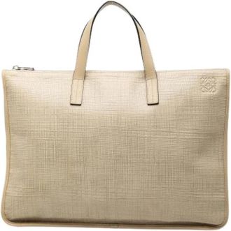 Loewe Pre-owned Business Bag - Dames - Vintage Handtas - Beige - ONE Size - Leer - Vintage