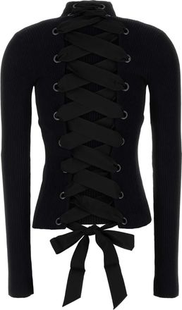 Balenciaga Womens Turtleneck Black Viscose Nylon Polyester