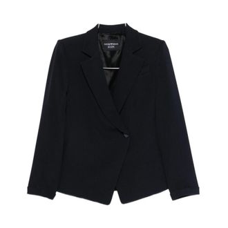 Emporio Armani Blazers, female, Blue, Size: 2XS Icon single-breasted jacket