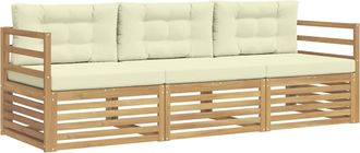 vidaXL Conjunto De Sof&aacute;s De Exterior 3 Uds. Blanco Y Crema Poli&eacute;ster Vidaxl