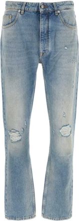 Palm Angels Light Blue Monogram-print Jeans