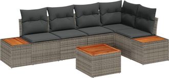 vidaXL Garden Sofa Set with Cushion 6 pcs Grey Poly Rattan vidaXL