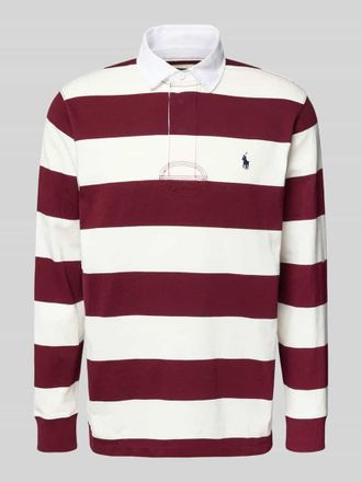 Polo Ralph Lauren Sweatshirt mit Polokragen und Label-Stitching in Dunkelrot, Gr&ouml;&szlig;e M