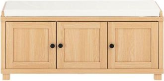 SoBuy Scarpiera da Ingresso con 3 ante, Panca Contenitore con Cuscino, Naturale, 104x35x47cm FSR188-N - Sobuy