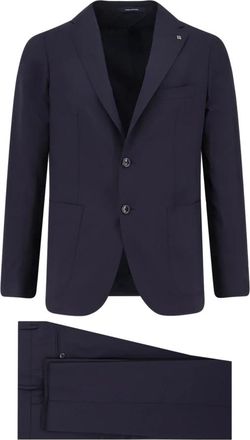 Tagliatore Gekarteld Revers Pak - Heren - Business pakken - Blauw - 2XL - Wol - Kostuums