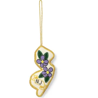 Matr Boomie New Jersey State Violet Beaded Fabric Ornament - Embroidered in Cream at Nordstrom
