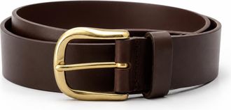Streets Ahead Womens Leather Gold Buckle Belt In Brown