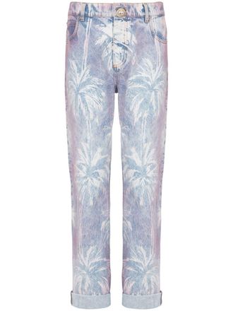 Balmain Jeans boyfriend con stampa - Blu