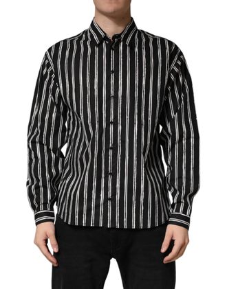 Dolce & Gabbana Striped Cotton Shirt - Black