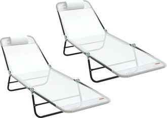 vidaXL Vidaxl - Folding Sun Lounger 2 pcs Cream 182 x 55 x 85.5cm Textilene