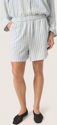 Soaked In Luxury Belira Wide Leg Elastic Waist Shorts In Blue