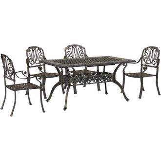 vidaXL Juego De Comedor De Jard&iacute;n 5 Piezas Aluminio Fundido Bronce Vidaxl