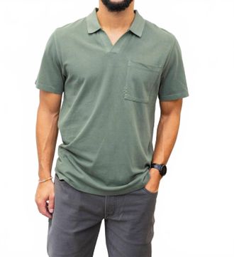 Scotch & Soda Garment Dyed Plaque Relaxed Polo In Green