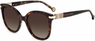 Carolina Herrera Brown Shaded Cat Eye Ladies Sunglasses HER 0134/S 0086/HA 55