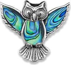 Samuel B. Sterling Silver & Abalone Owl Pendant in Blue And Green at Nordstrom Rack