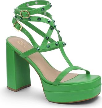 Offline Shoes Womens Strappy Studded Sandals In Green