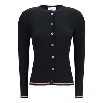 Thom Browne Cardigan in Lana Merino a Coste - - Knitwear - Donna - Nero - S