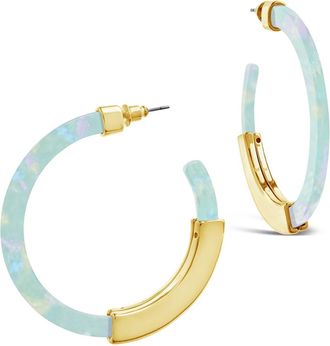 Sterling Forever 2 Resin Bar Hoops