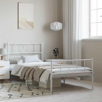 vidaXL Estructura Cama Sin Colch&oacute;n Con Estribo Metal Blanco 100x200 Cm Vidaxl