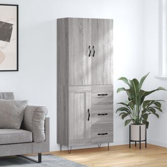 Berkfield Home Highboard Grey Sonoma 69.5x34x180 cm Engineered Wood