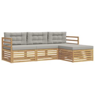 vidaXL Conjunto De Sof&aacute;s De Exterior 4 Pcs Blanco Y Gris Claro Vidaxl