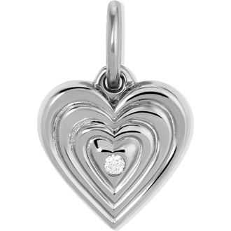 Adina Reyter Groovy Diamond Heart Locket Mini Charm in Silver at Nordstrom