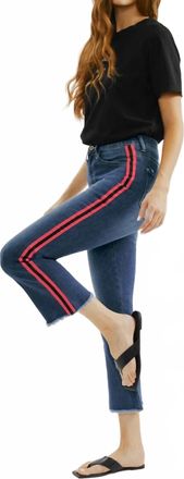 Kancan Cropped Denim Jeans In Red Stripe